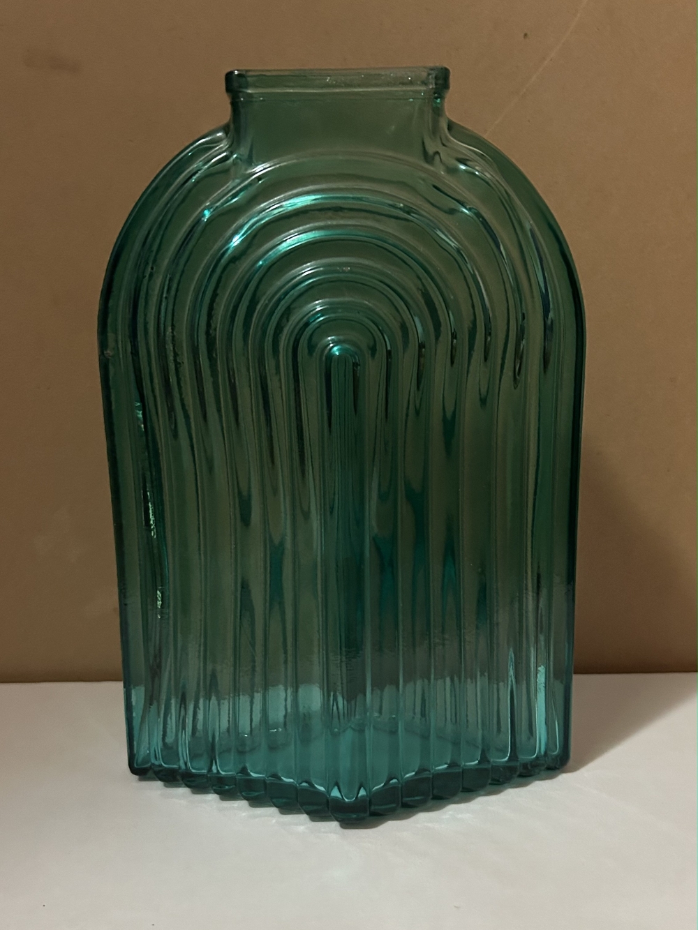 VTG Art Deco Skyscraper Vase Green Recycled Glass MADE in SPAIN San Miguel